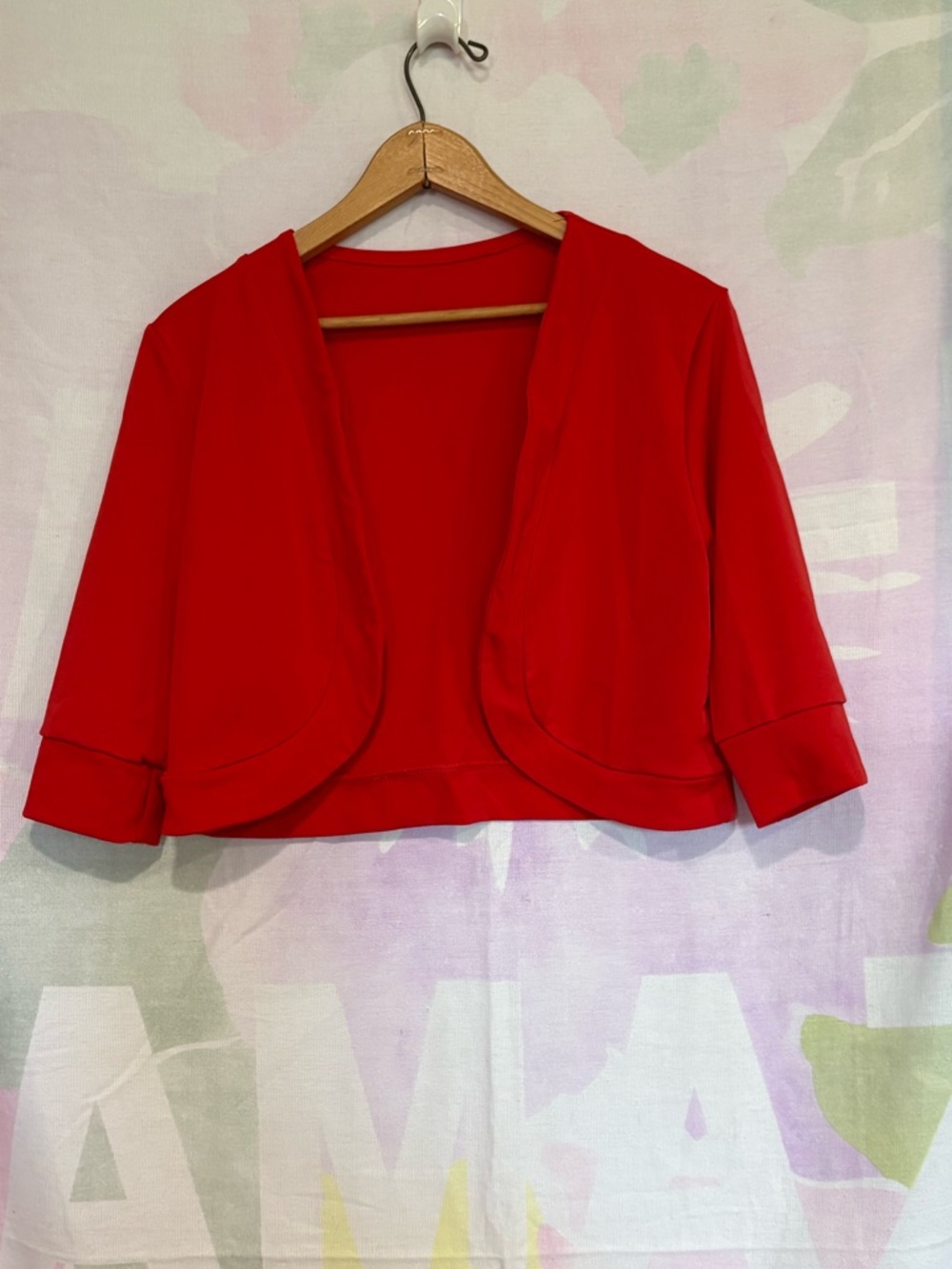 NEW * Women's Red Cropped Open-Front Jacket Siae Large L NWOT Casual Career Cute